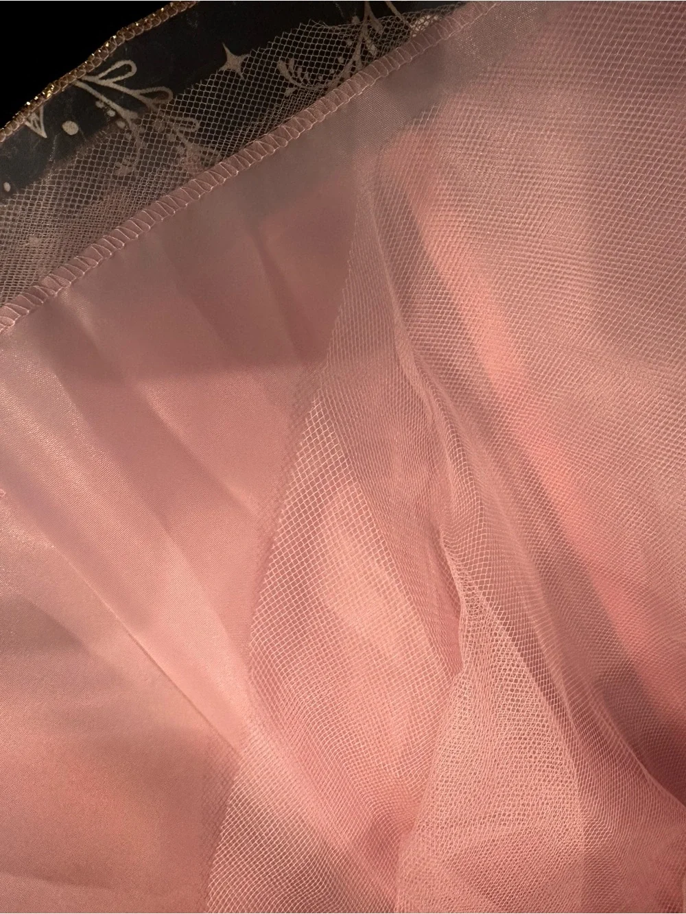 Sleeping Beauty Pink Gold Princess Tulle Capelet with Jewel Trim